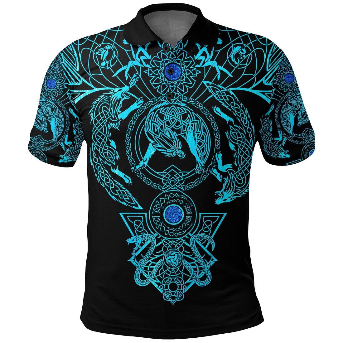 Viking Polo Shirt Tattoo All Over Print Blue RLT12