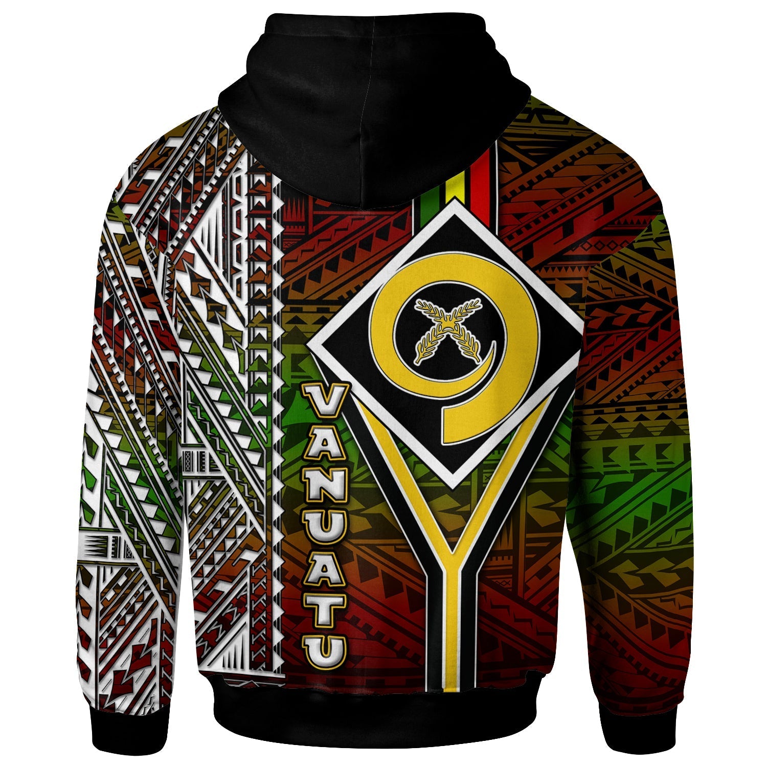 Vanuatu Hoodie Custom Vanuatu Independence Anniversary Flag Style Polynesian Patterns Hoodie LT10