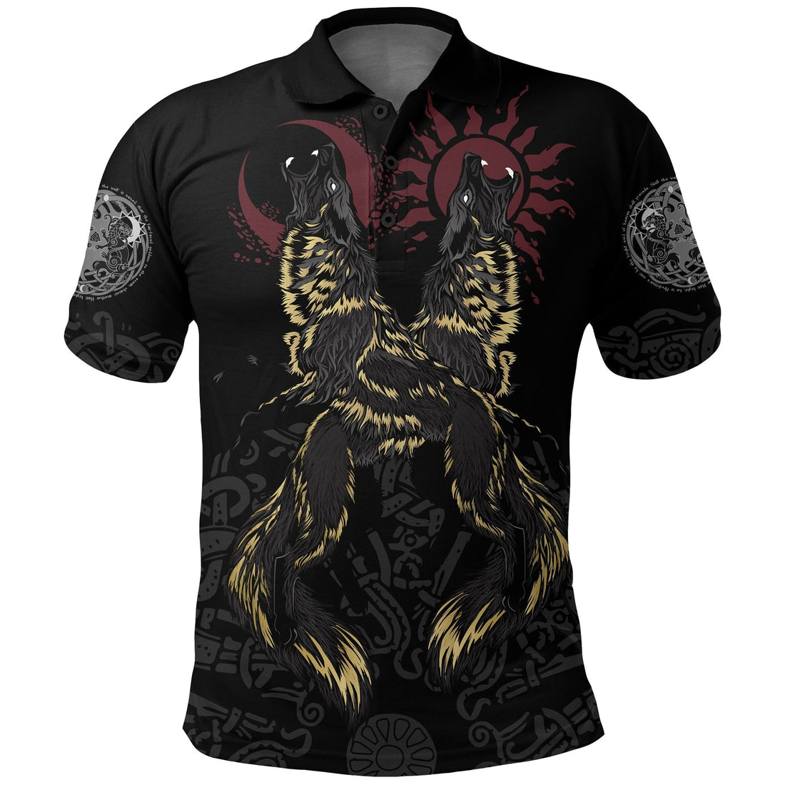 Viking Polo Shirt The Wolves Skoll and Hati RLT12