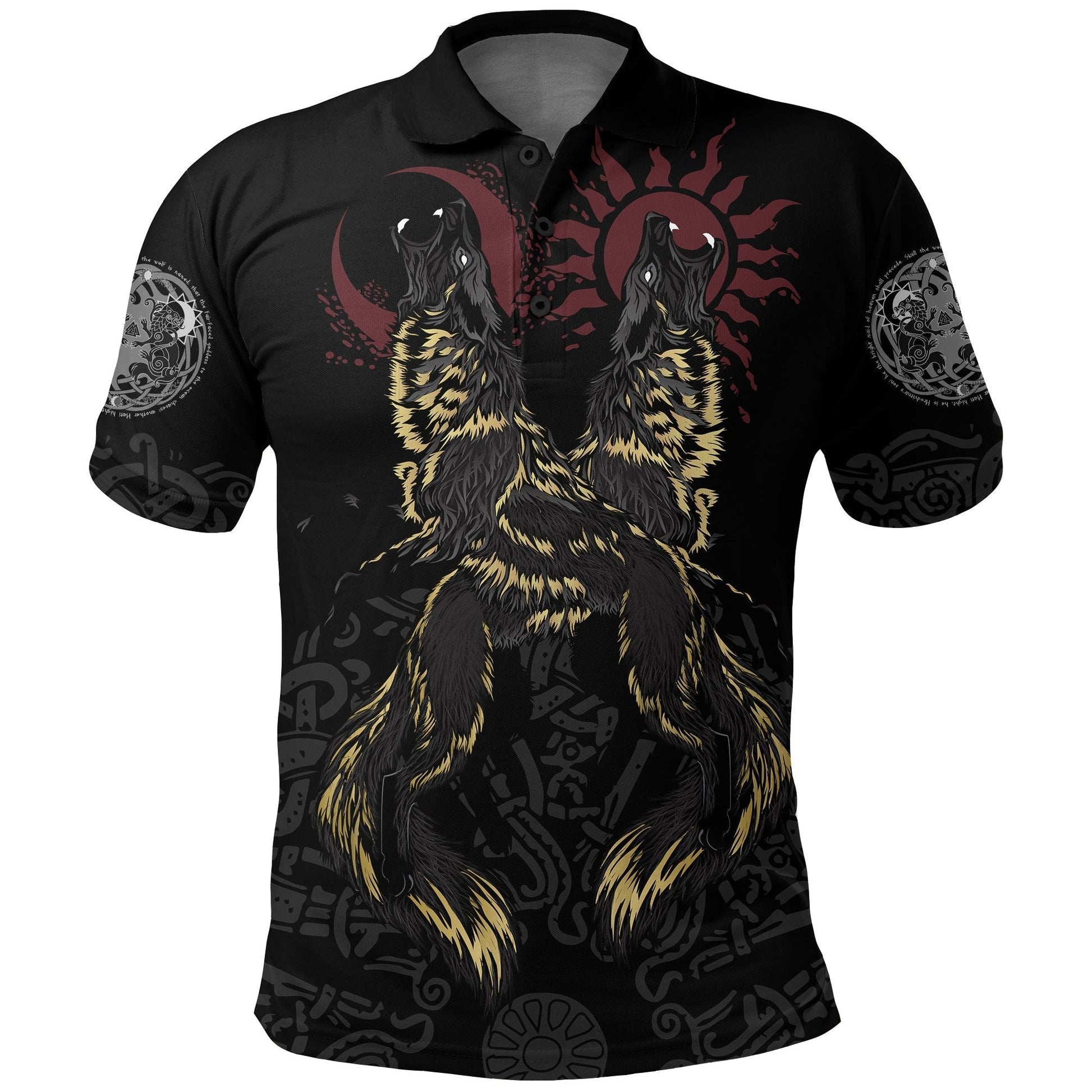 Viking Polo Shirt The Wolves Skoll and Hati RLT12