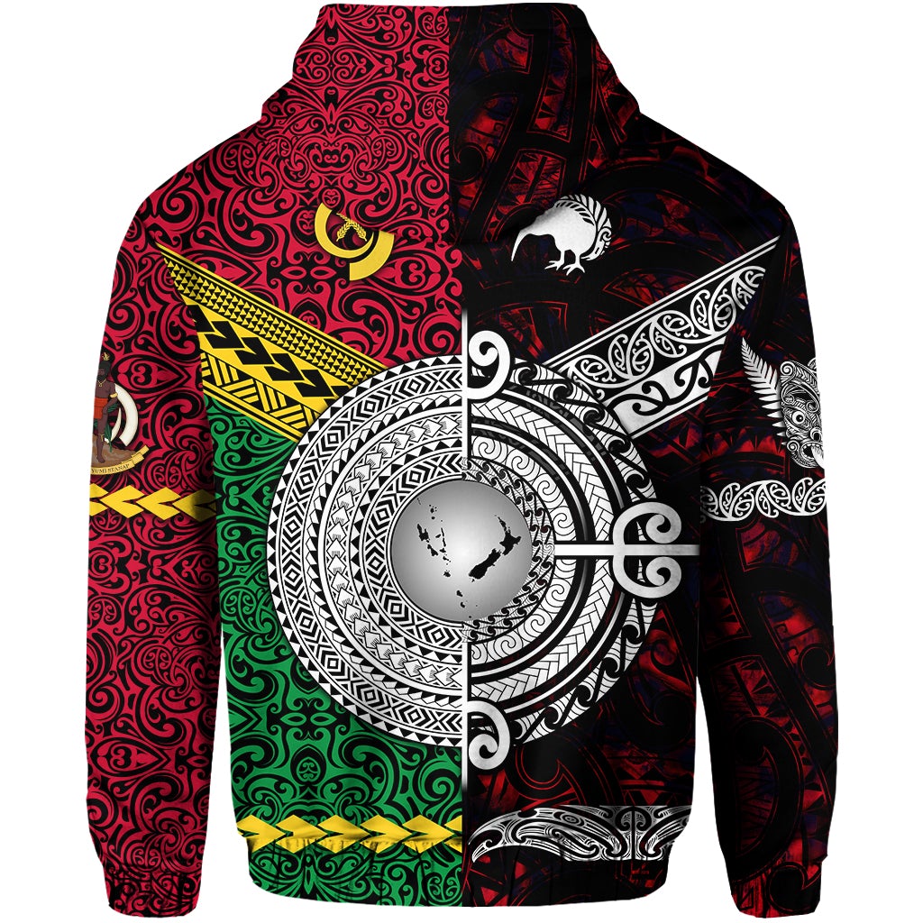 Vanuatu New Zealand Zip Hoodie Together Red LT8