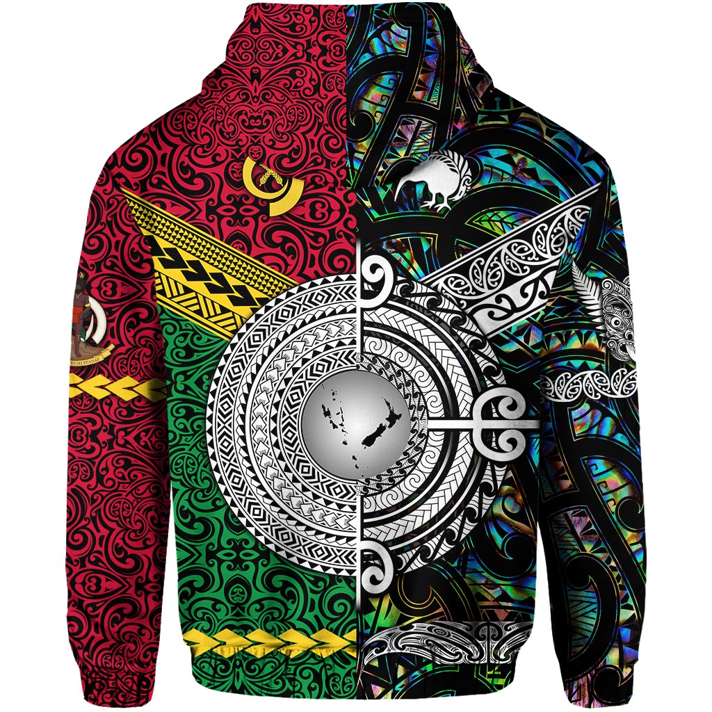 Vanuatu New Zealand Zip Hoodie Together Paua Shell LT8