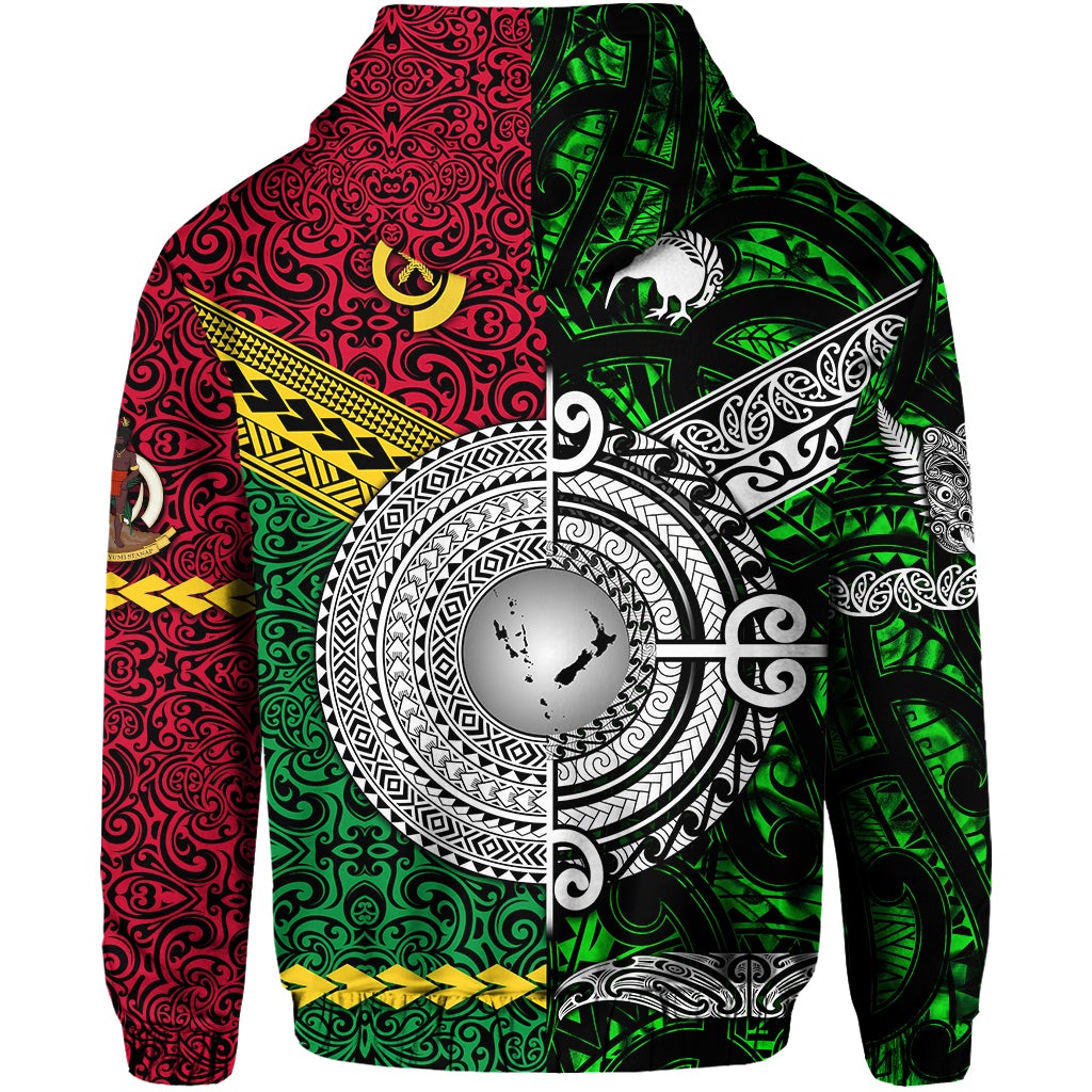 Vanuatu New Zealand Zip Hoodie Together Green LT8