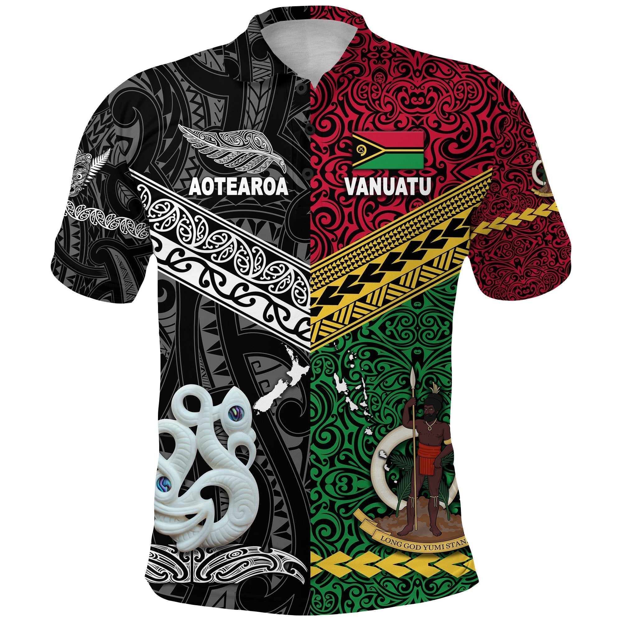Vanuatu New Zealand Polo Shirt Together Black LT8
