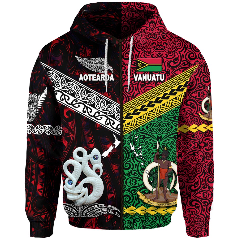 Vanuatu New Zealand Zip Hoodie Together Red LT8