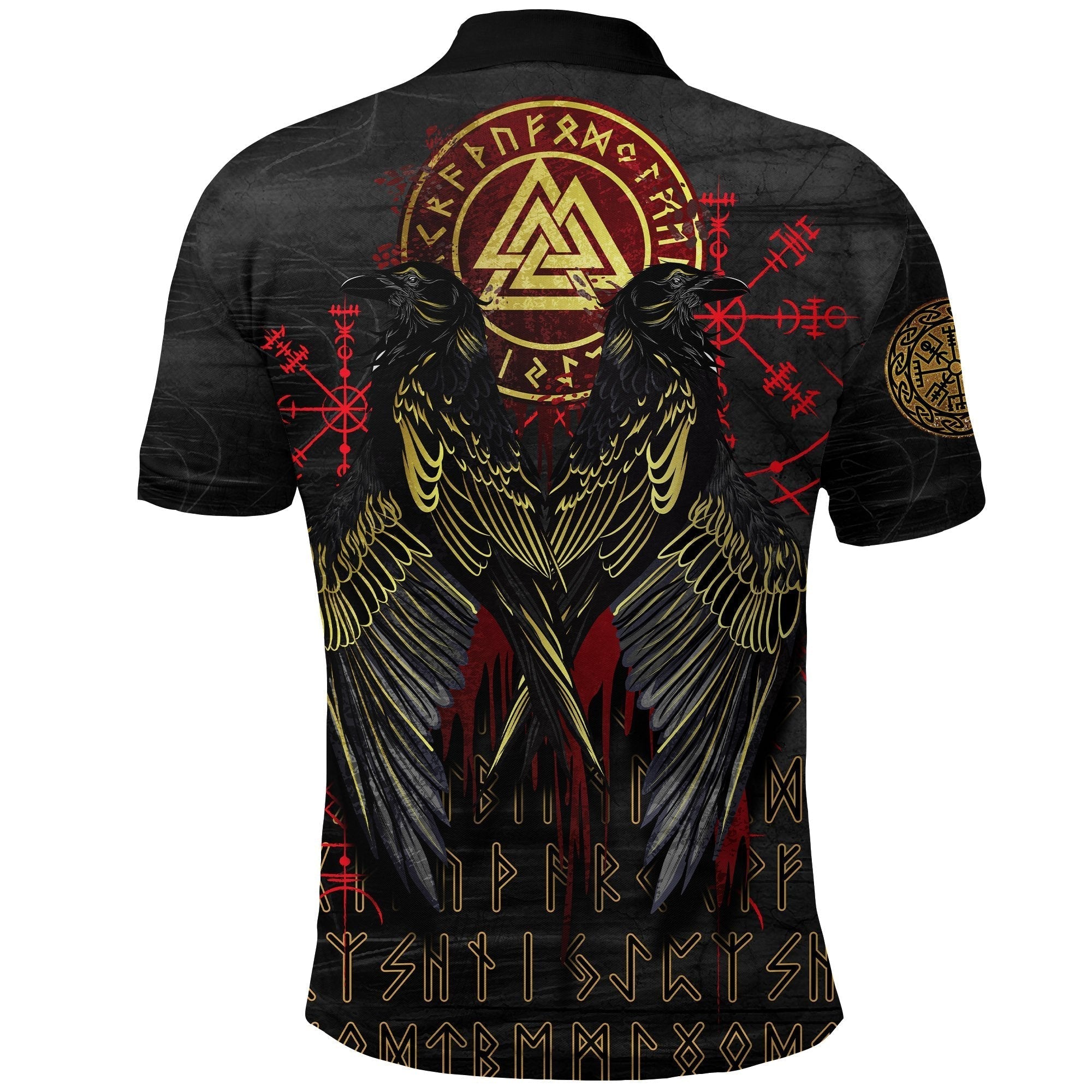 Viking Polo Shirt Vikings Valknut and Ravens Tattoo RLT12