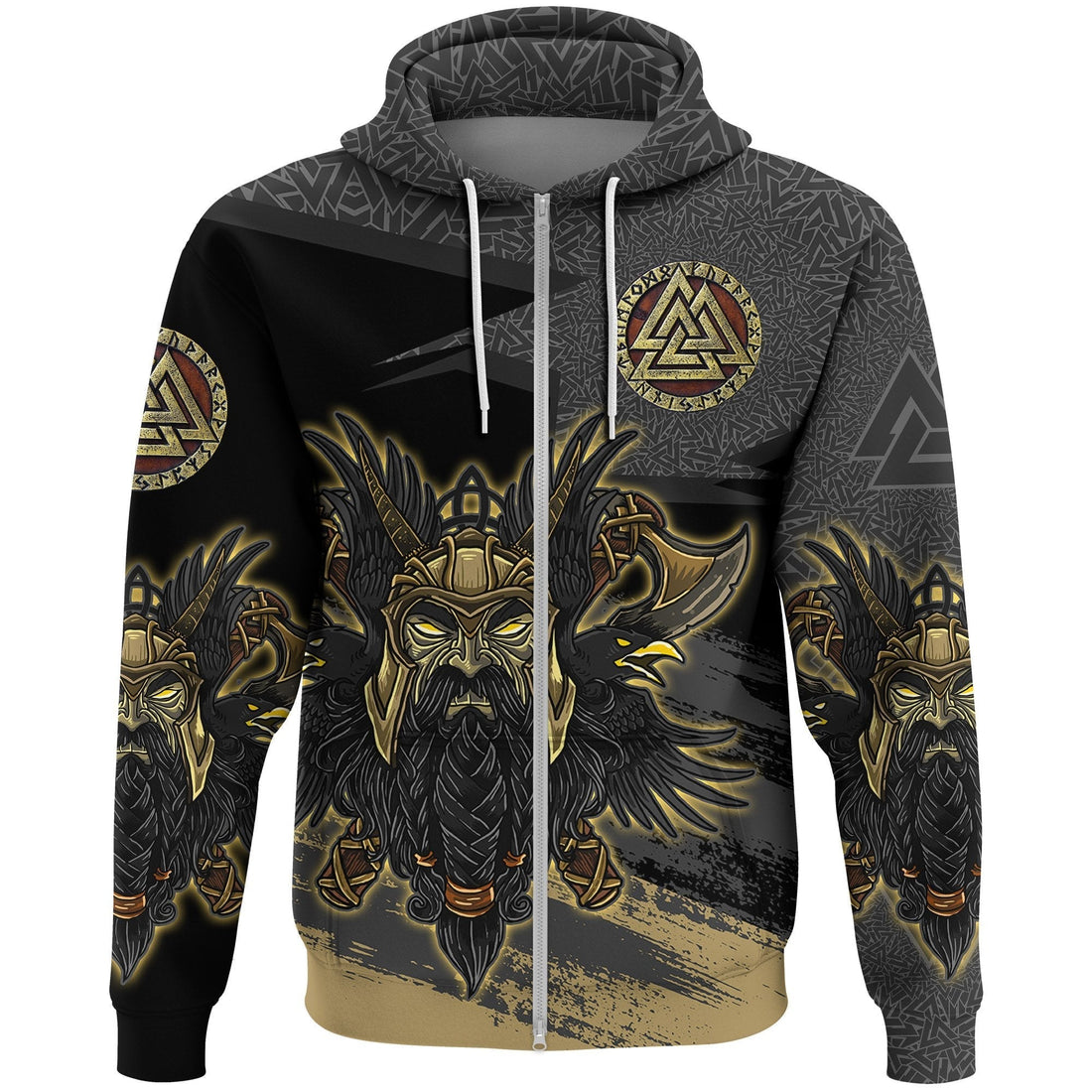 Viking Odin Zip Hoodie Valknut, The Symbol Of Odin RLT12
