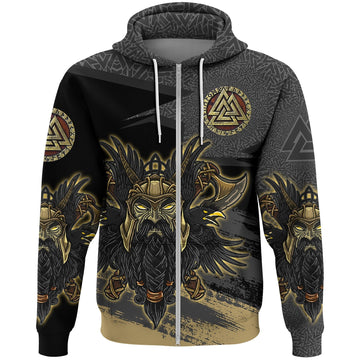 Viking Odin Zip Hoodie Valknut, The Symbol Of Odin RLT12