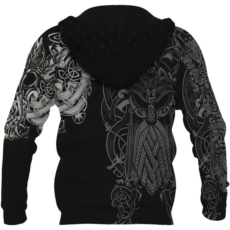 Viking Clothing Odin Fenrir Runes Hoodie RLT12