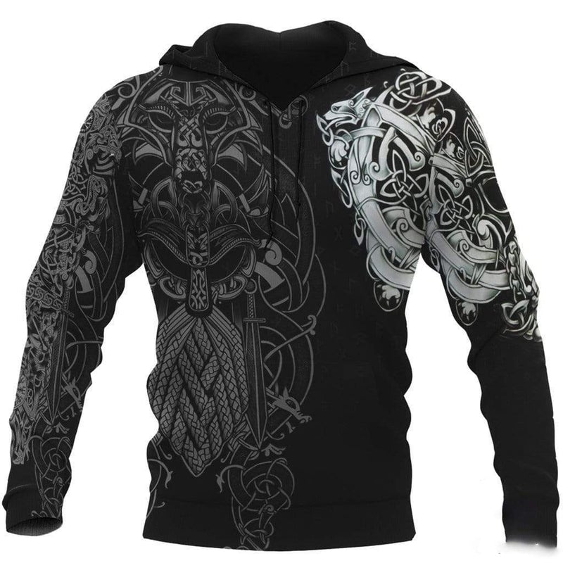 Viking Clothing Odin Fenrir Runes Hoodie RLT12