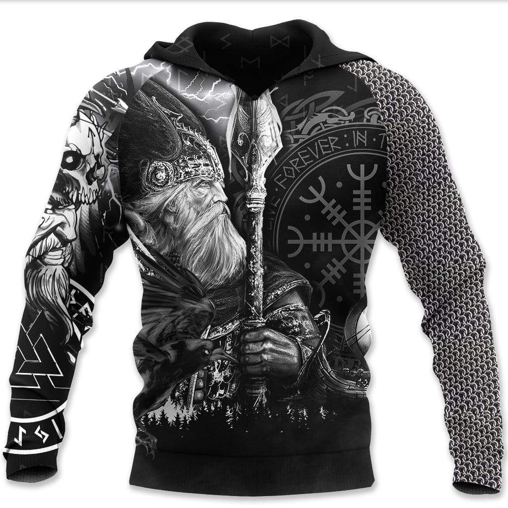 Viking Clothing Odin Tattoo Valknut Helm Of Awe Hoodie RLT12