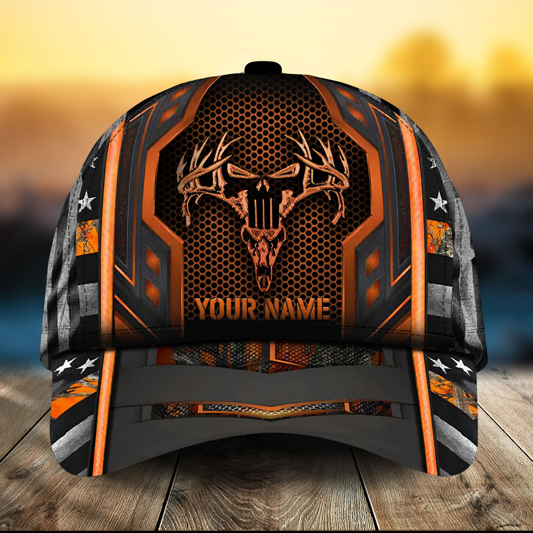 Premium US Flag Skull Hunting Hats 3D Multicolored Personalized