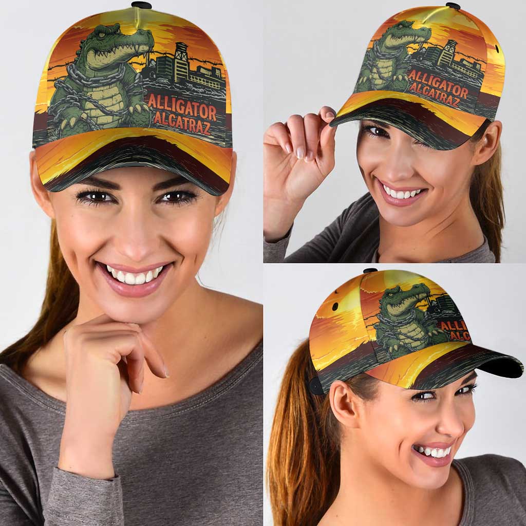 Personalized Alligator Alcatraz Classic Cap Gator Island Prison Retro Sunset LT15