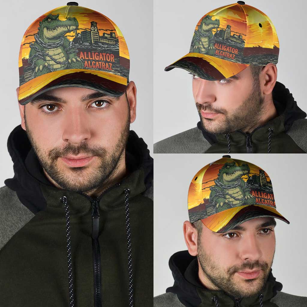 Personalized Alligator Alcatraz Classic Cap Gator Island Prison Retro Sunset LT15