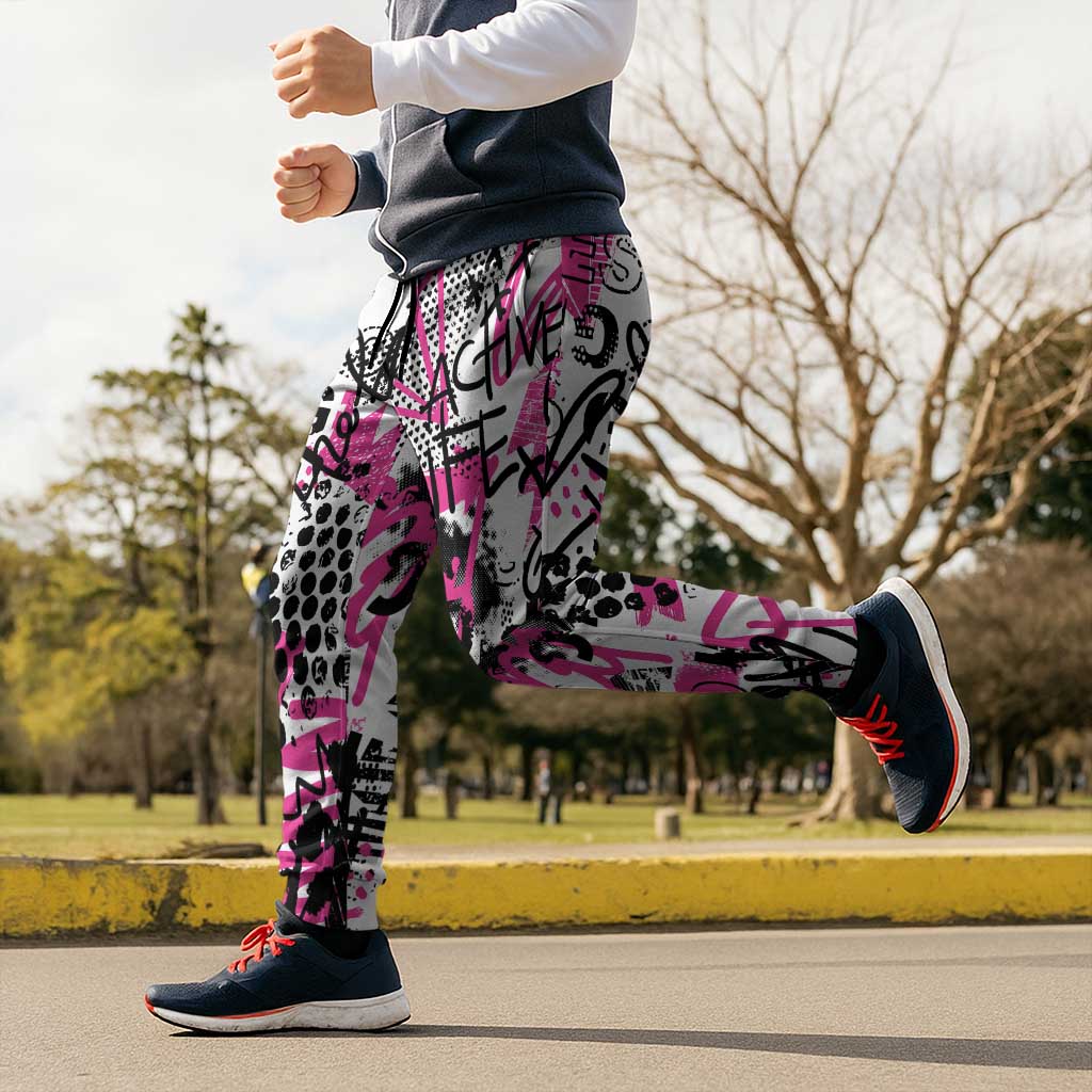 Pink Power Graffiti Jogger Pants Breast Cancer Awareness LT01