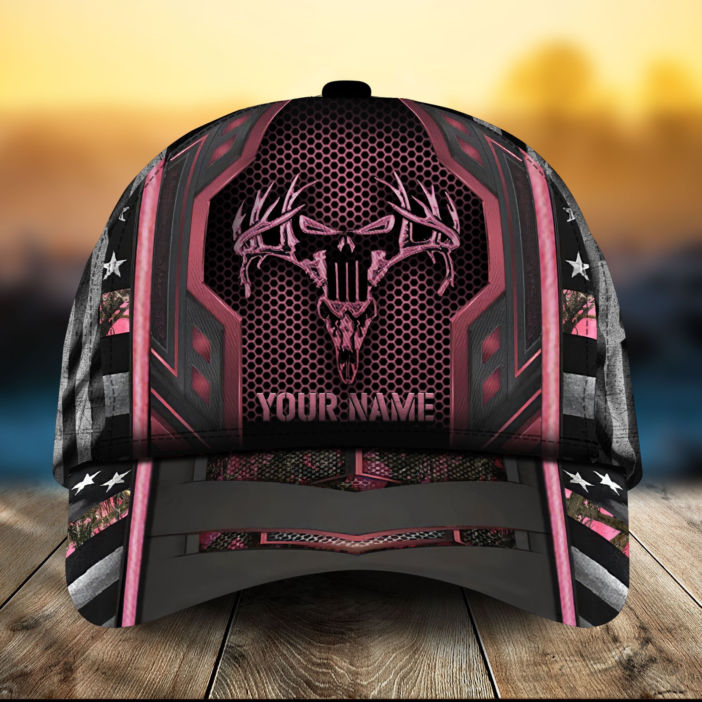 Premium US Flag Skull Hunting Hats 3D Multicolored Personalized