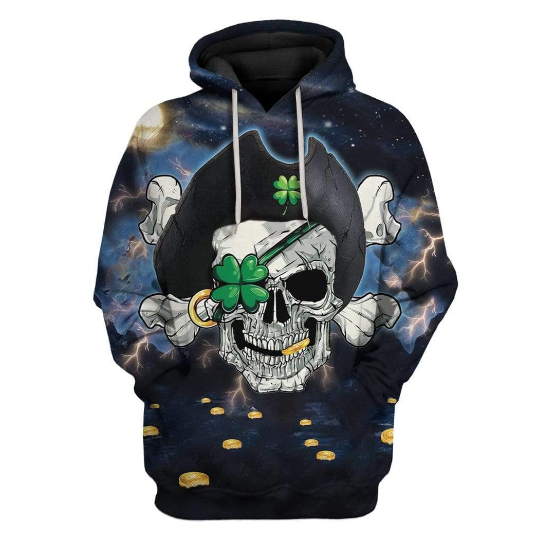 St Patricks Day Hoodie Lucky Pirate LT8