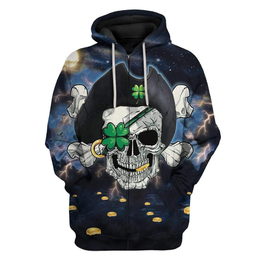 St Patricks Day Hoodie Lucky Pirate LT8