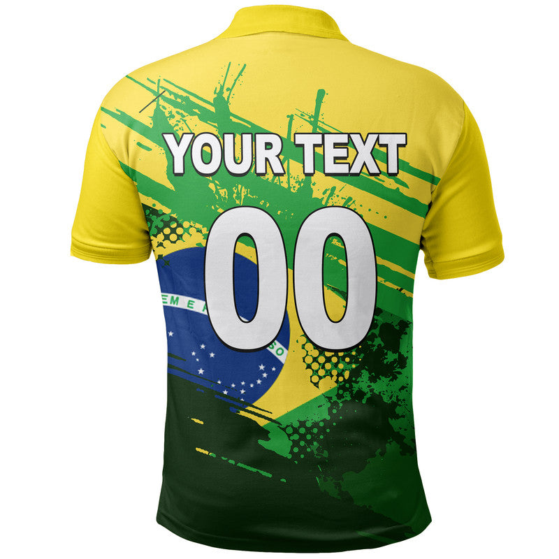 (Custom And Number) Brazil World Cup Soccer Polo Shirt LT6