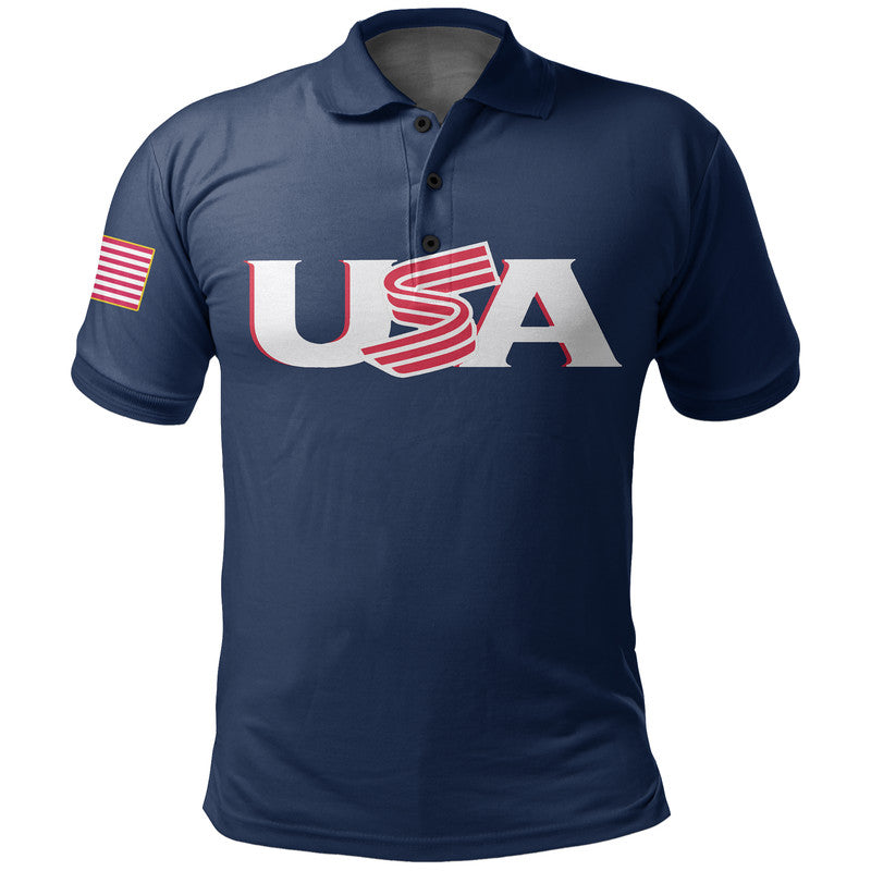 (Custom And Number) Baseball 2023 USA Polo Shirt Blue Style LT6