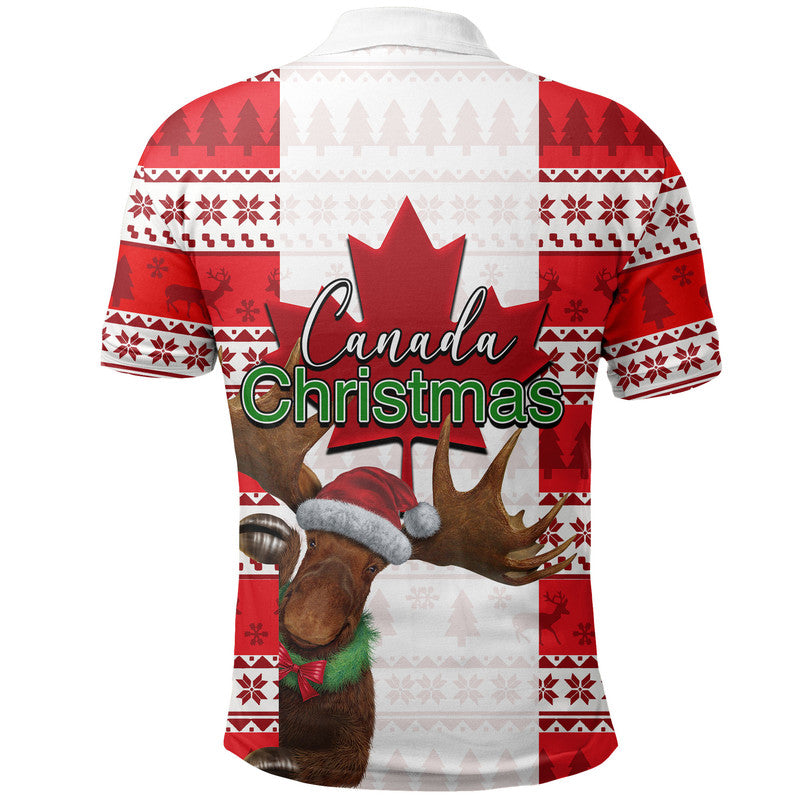 Christmas Moose Canada Polo Shirt Flag Style LT6