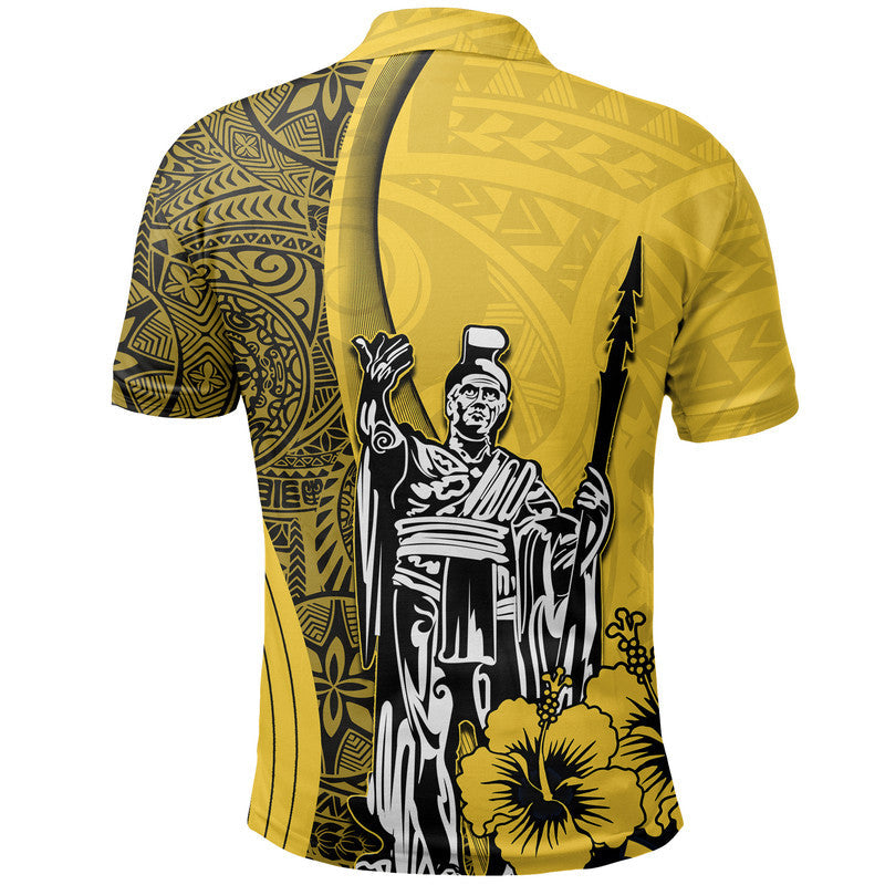 Hawaiian King Kamehameha Polo Shirt Vibe Yellow Style LT6
