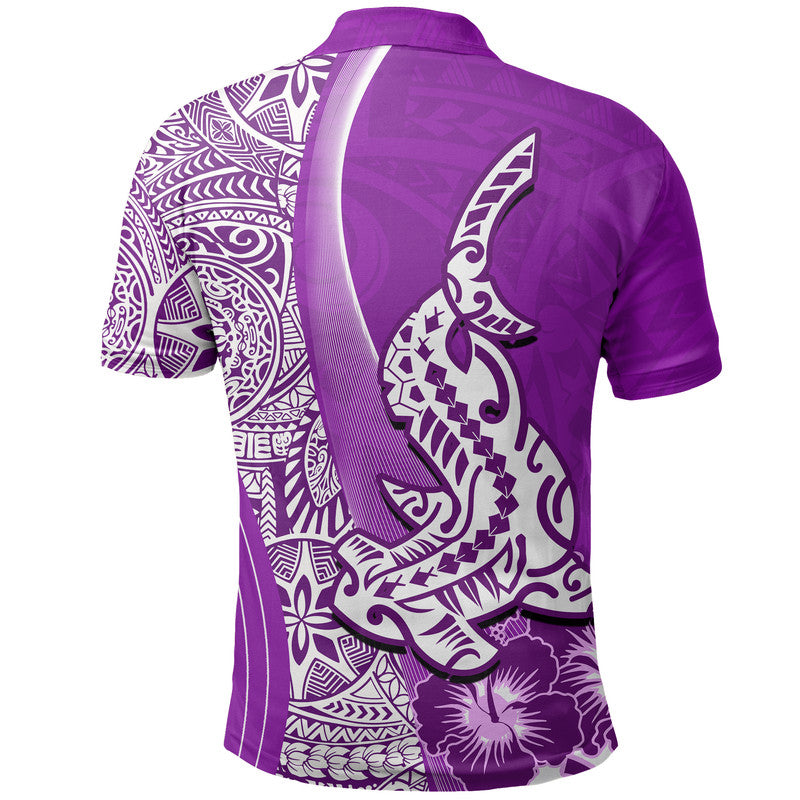 Hawaiian Shark Polynesian Polo Shirt Vibe Purple Style LT6