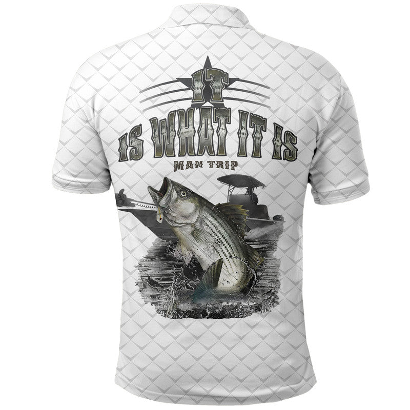 Custom Fishing Man Trip Polo Shirt White Style LT6
