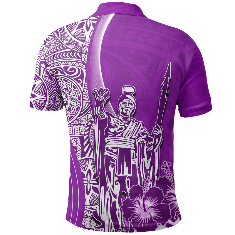 Hawaiian King Kamehameha Polo Shirt Vibe Purple Style LT6