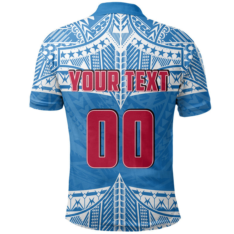 Custom And Number Toa Samoa Rugby Polo Shirt Blue Sky LT6