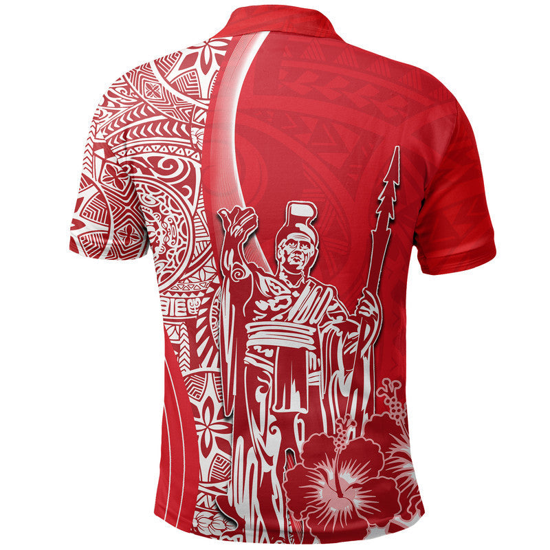 Hawaiian King Kamehameha Polo Shirt Vibe Red Style LT6