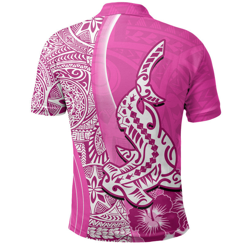 Hawaiian Shark Polynesian Polo Shirt Vibe Pink Style LT6