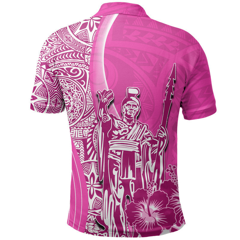 Hawaiian King Kamehameha Polo Shirt Vibe Pink Style LT6