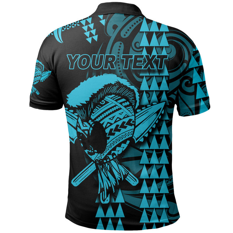 Custom Hawaii Polynesian Warrior Kakau Polo Shirt Blue LT6