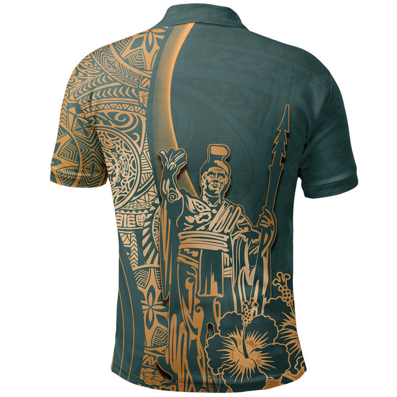 Hawaiian King Kamehameha Polo Shirt Vibe Green Style LT6