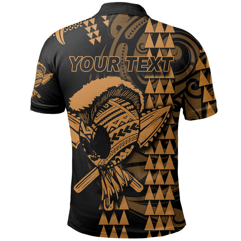 Custom Hawaii Polynesian Warrior Kakau Polo Shirt Gold LT6
