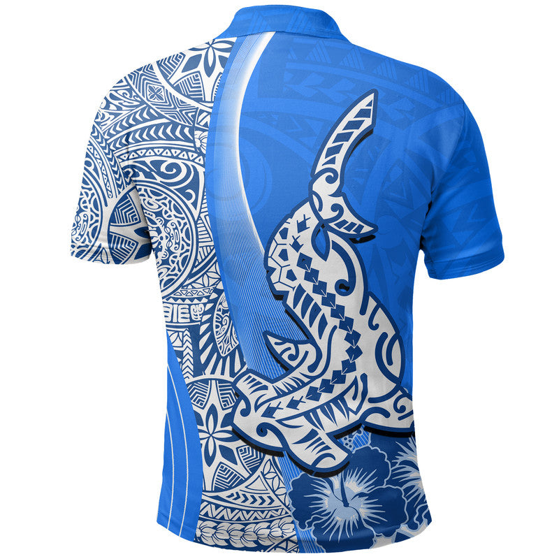 Hawaiian Shark Polynesian Polo Shirt Vibe Blue Style LT6