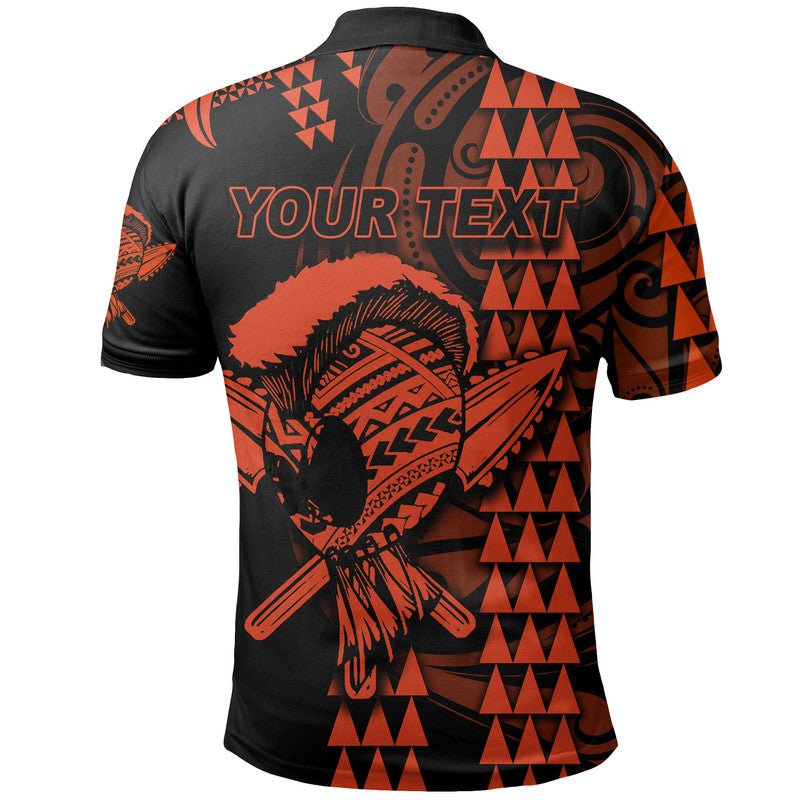Custom Hawaii Polynesian Warrior Kakau Polo Shirt Orange LT6