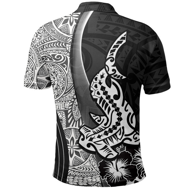 Hawaiian Shark Polynesian Polo Shirt Vibe Black Style LT6