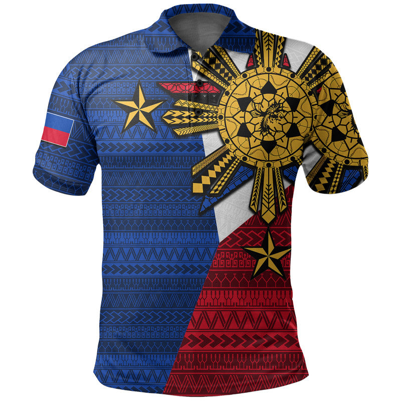 Custom Filipino Polo Shirt Tribal Flag Style LT6