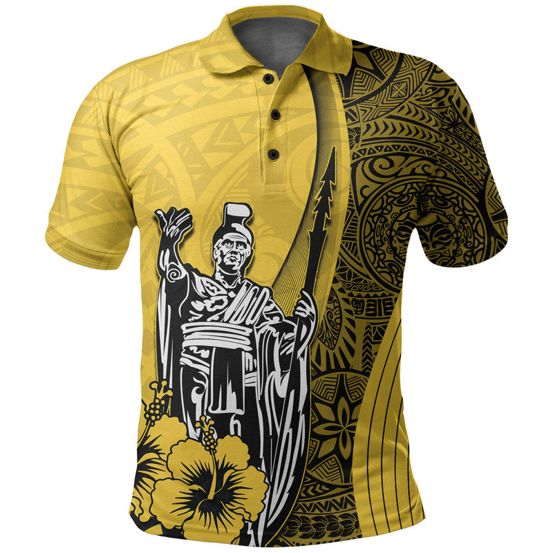 Hawaiian King Kamehameha Polo Shirt Vibe Yellow Style LT6