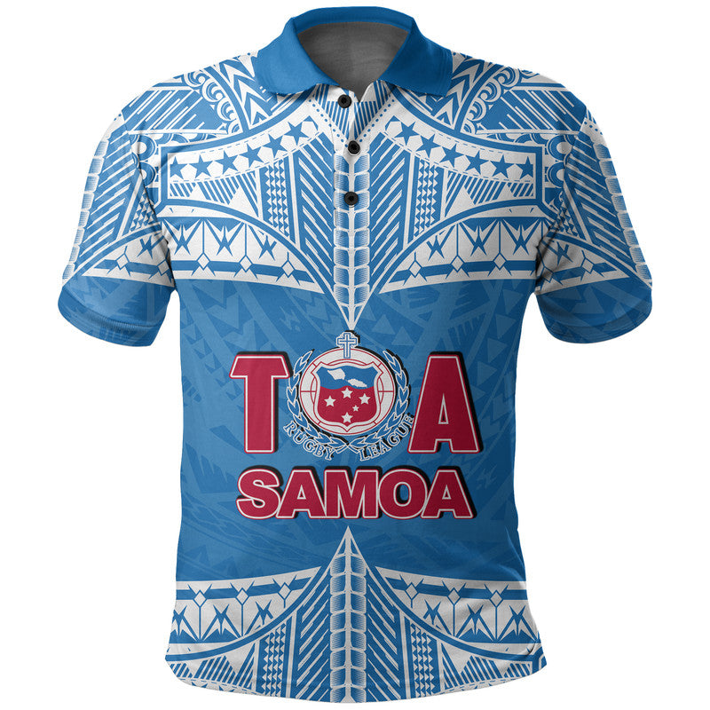 Custom And Number Toa Samoa Rugby Polo Shirt Blue Sky LT6
