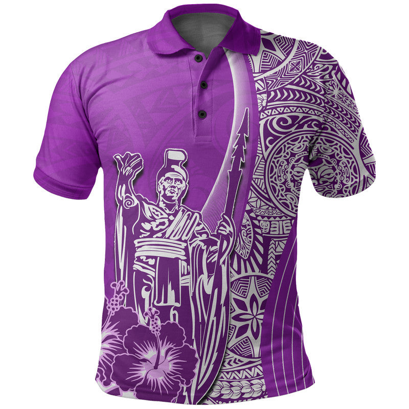Hawaiian King Kamehameha Polo Shirt Vibe Purple Style LT6