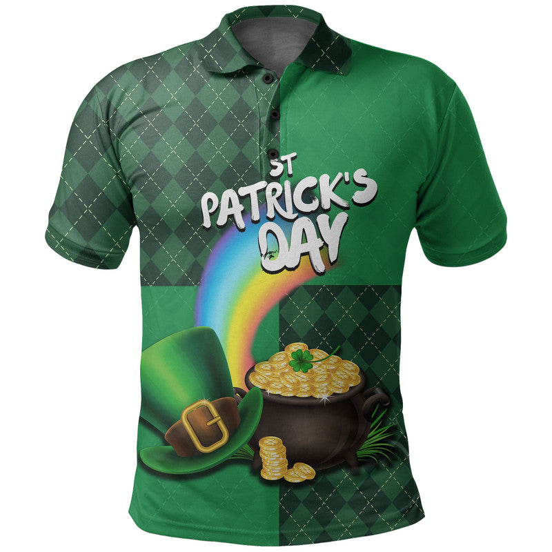 St Patricks Day Rainbow Grass Polo Shirt LT6