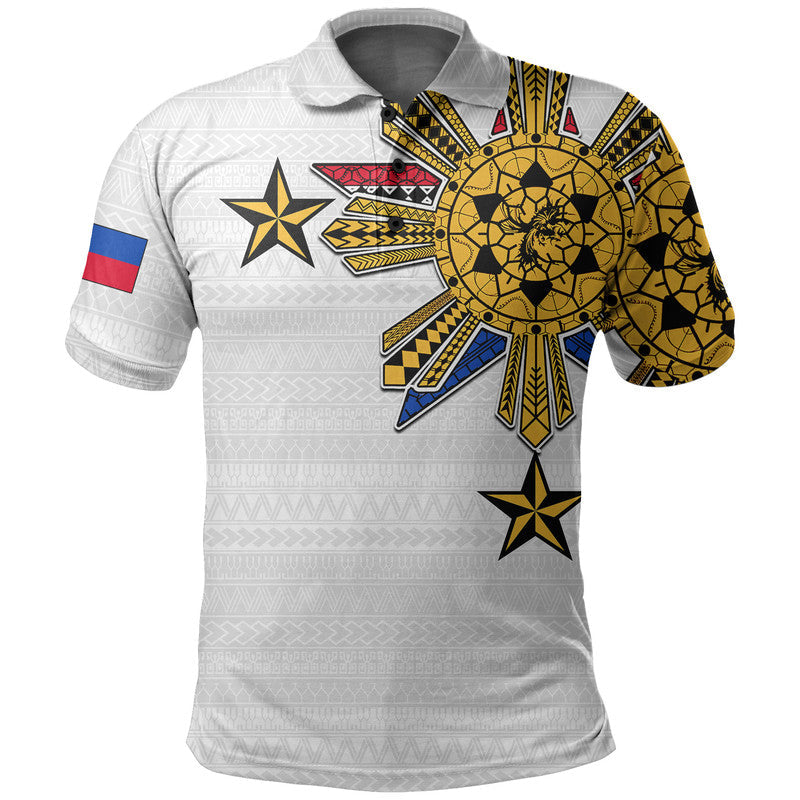 Custom Filipino Polo Shirt Tribal White Style LT6