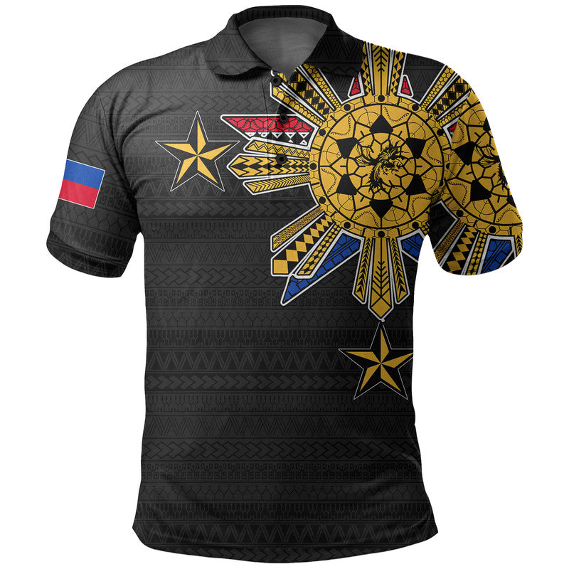 Custom Filipino Polo Shirt Tribal Black Style LT6