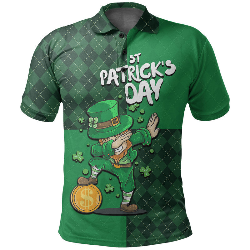 St Patricks Day Leprechaun Dabbing Polo Shirt LT6