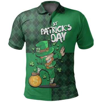St Patricks Day Leprechaun Dabbing Polo Shirt LT6