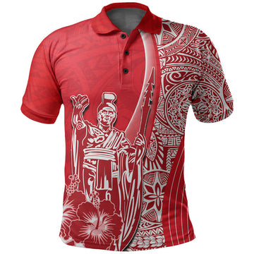 Hawaiian King Kamehameha Polo Shirt Vibe Red Style LT6