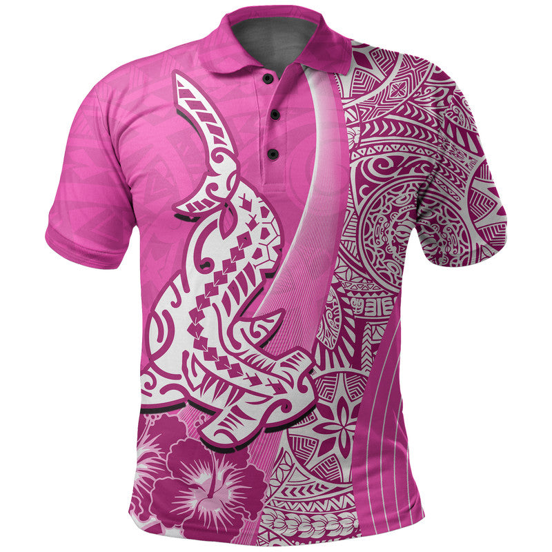 Hawaiian Shark Polynesian Polo Shirt Vibe Pink Style LT6